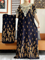 New Style African Summer Short Sleeve Dashiki Dresses Flora Loose Boubou Maxi Islam Women Casual Dress African Abaya Clothes