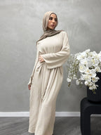 2025 Fashion Dubai Solid Belt Long Dresses For Muslim Woman Elegant Casual Marocain Islam Saudi Plain Caftan Turkish Clothing