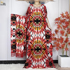 Summer Dubai Fashion Lady Clothing Soft Cotton Tie-dyed Loose Maxi Islam Women Short Sleeve African Abaya Dress With Big Scarf