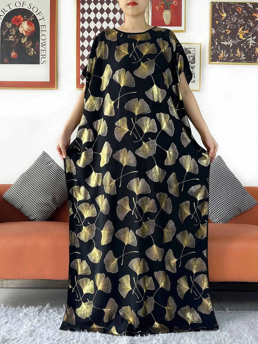 2024 Party Abaya Dress With Big Scarf Dubai Turkey Kaftan Muslim Loose  Abaya Women African Casual Maxi  Gold Stamping  Robe