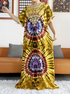 New Style African Summer Short Sleeve Dashiki Dresses Flora Loose Boubou Maxi Islam Women Casual Dress African Abaya Clothes