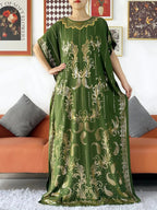 2024 Party Abaya Dress With Big Scarf Dubai Turkey Kaftan Muslim Loose  Abaya Women African Casual Maxi  Gold Stamping  Robe