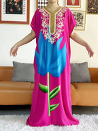 New Style African Summer Short Sleeve Dashiki Dresses Flora Loose Boubou Maxi Islam Women Casual Dress African Abaya Clothes