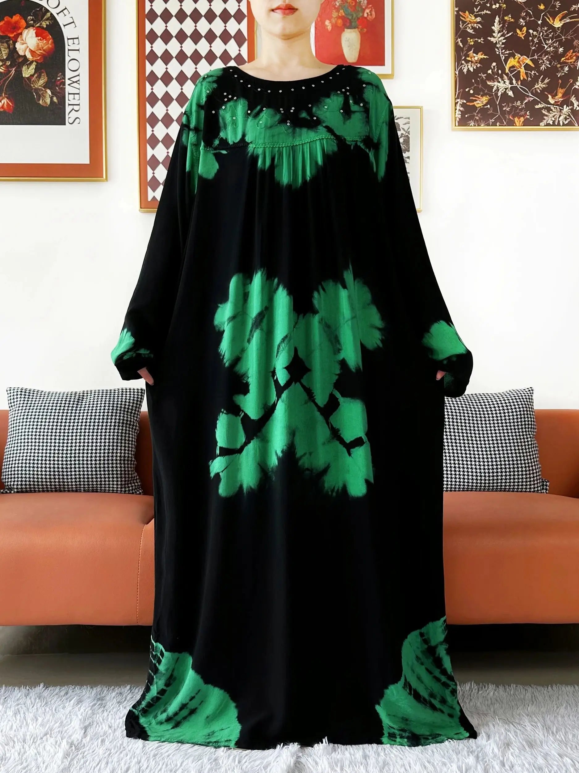 Latest Party Dress Tie-dry Printed Cotton Women Boho Maxi Dress Casual Holiday Fashion Party Dresses Indie Folk African Vestidos