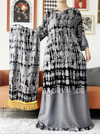 New Style African Dashiki Print Long Sleeve Loose Cotton Elegant Women  Abaya Long Dress Summer Maxi Casual Dresses Vestidos