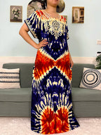 2024 Muslim Cotton Abayas For Women Appliques Printed Caftan Marocaine Femme Robe Boubou African Islam Dresses With Headscarf