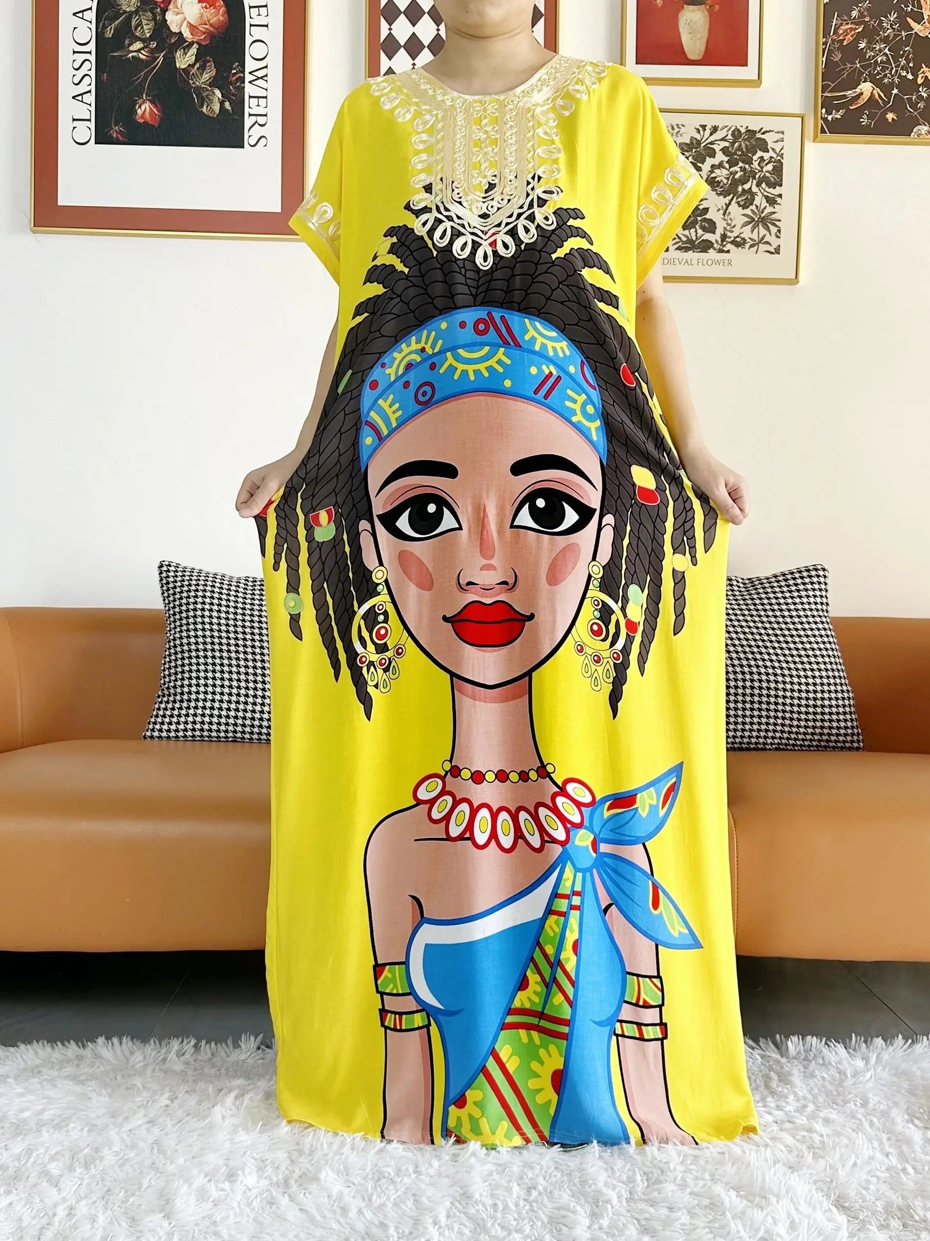 New Style African Summer Short Sleeve Dashiki Dresses Flora Loose Boubou Maxi Islam Women Casual Dress African Abaya Clothes