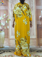 2024 New Short Sleeved African Muslim Dashiki Ababy Printed Cotton Loose Fitting Dress Dubai Maxi Women Summer Casual Dress