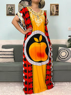 2024 Muslim Cotton Abayas For Women Appliques Printed Caftan Marocaine Femme Robe Boubou African Islam Dresses With Headscarf