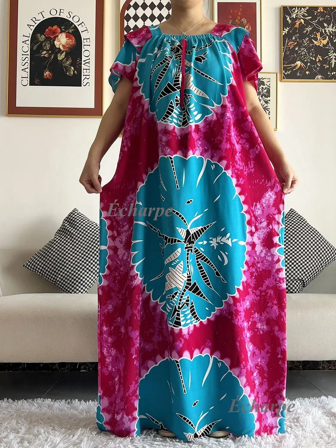High Grade Design Dubai Women Abaya Long Sleeve Autumn  Dress Cotton With Big Scarf Boubou Maxi Islam Women Dress African Abaya
