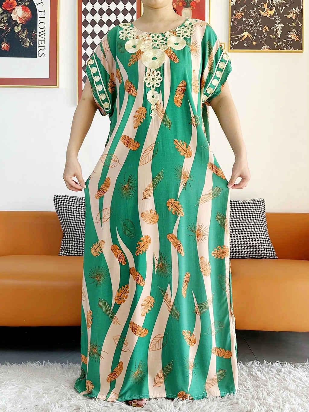 New Style African Summer Short Sleeve Dashiki Dresses Flora Loose Boubou Maxi Islam Women Casual Dress African Abaya Clothes