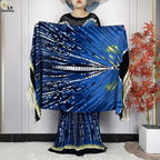 Summer Dubai Fashion Lady Clothing Soft Cotton Tie-dyed Loose Maxi Islam Women Short Sleeve African Abaya Dress With Big Scarf