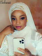 Muslim Chiffon Hijabs Scarf Turban Gold Glitters Beads Hijab for Woman Ramadan Foulard Musulmane Pour Femme Long Headscarf