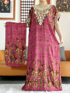 New Style African Summer Short Sleeve Dashiki Dresses Flora Loose Boubou Maxi Islam Women Casual Dress African Abaya Clothes