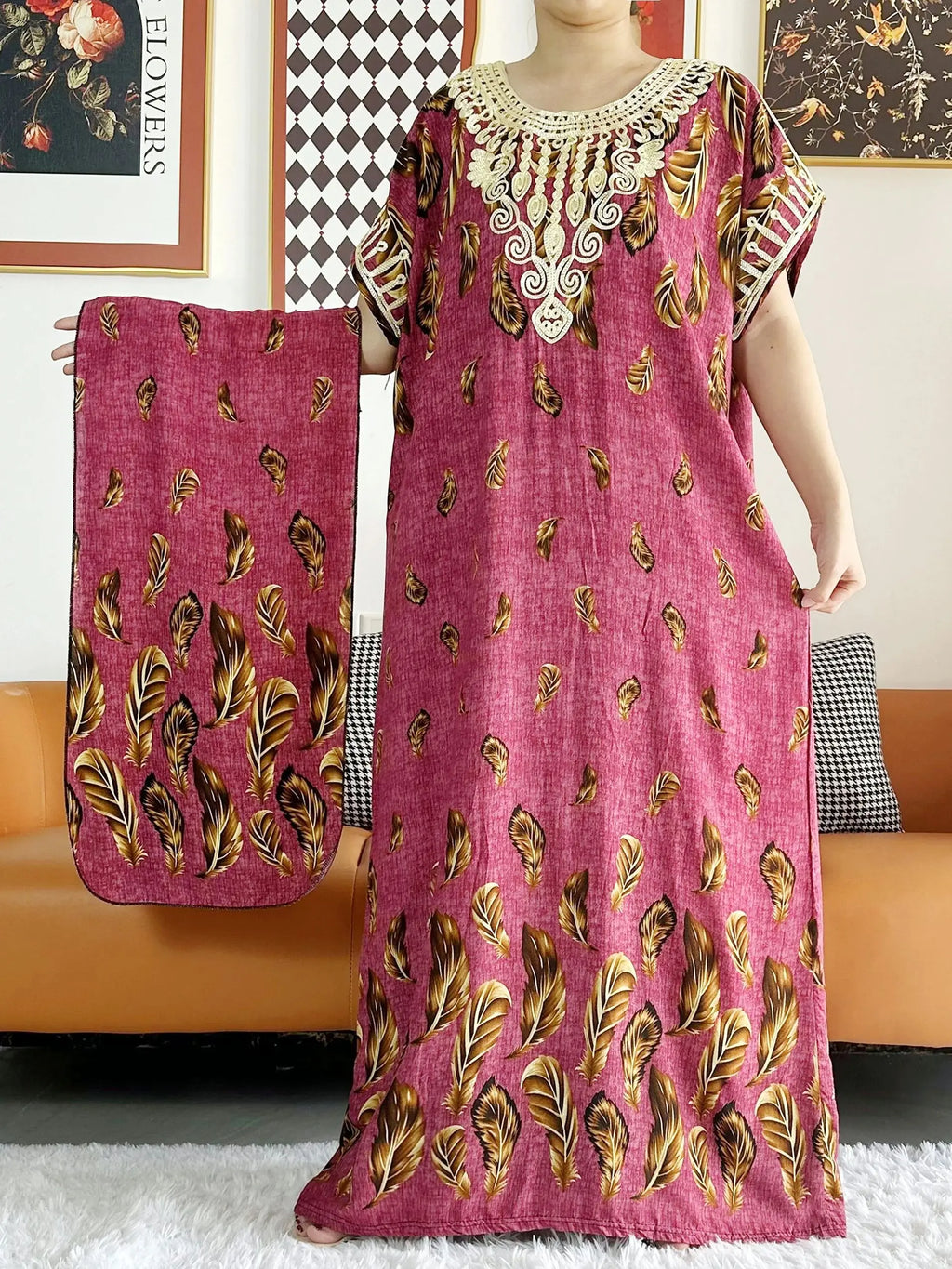 New Style African Summer Short Sleeve Dashiki Dresses Flora Loose Boubou Maxi Islam Women Casual Dress African Abaya Clothes