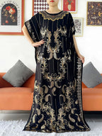 2024 Party Abaya Dress With Big Scarf Dubai Turkey Kaftan Muslim Loose  Abaya Women African Casual Maxi  Gold Stamping  Robe