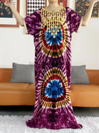 New Style African Summer Short Sleeve Dashiki Dresses Flora Loose Boubou Maxi Islam Women Casual Dress African Abaya Clothes