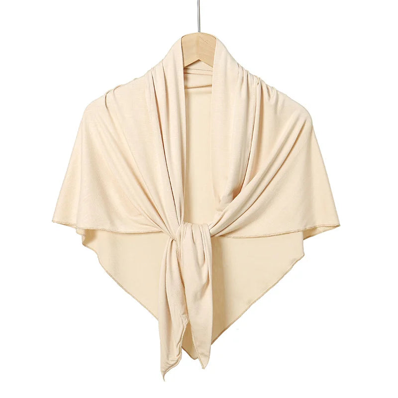 Solid Color Cotton Triangle Scarf Muslim Hijab Shawls Woman Soft Wraps Lady Fashion Causal Turban Islamic Jersey Headband