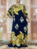 2024 New Short Sleeved African Muslim Dashiki Ababy Printed Cotton Loose Fitting Dress Dubai Maxi Women Summer Casual Dress