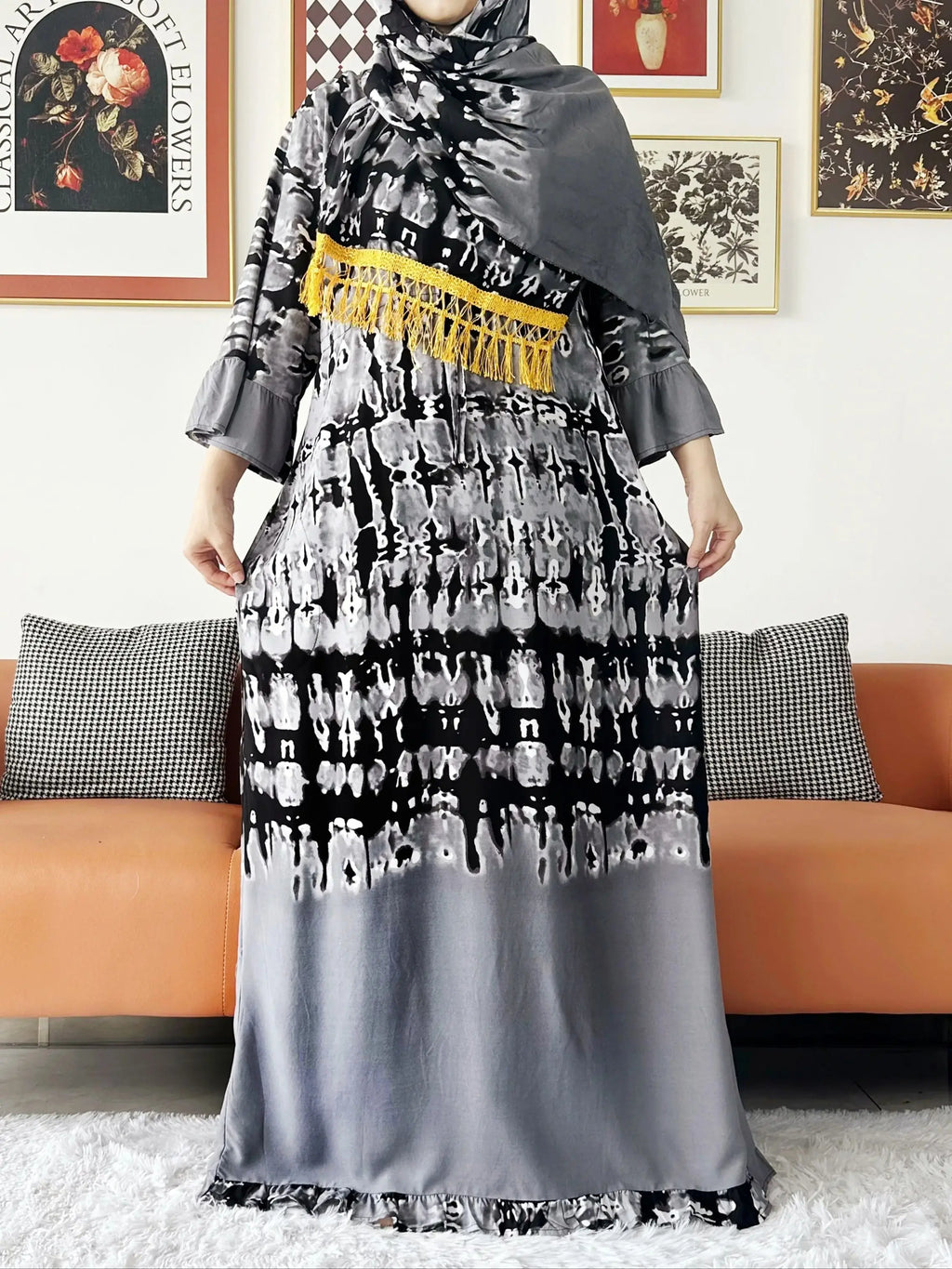 New Style African Dashiki Print Long Sleeve Loose Cotton Elegant Women  Abaya Long Dress Summer Maxi Casual Dresses Vestidos