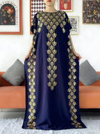 2024 Party Abaya Dress With Big Scarf Dubai Turkey Kaftan Muslim Loose  Abaya Women African Casual Maxi  Gold Stamping  Robe