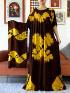 Latest Party Dress Tie-dry Printed Cotton Women Boho Maxi Dress Casual Holiday Fashion Party Dresses Indie Folk African Vestidos