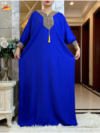 2025New Muslim Women Long Sleeve Autumn  Dress Cotton With Big Scarf Boubou Maxi Islam Women Dress African Abaya