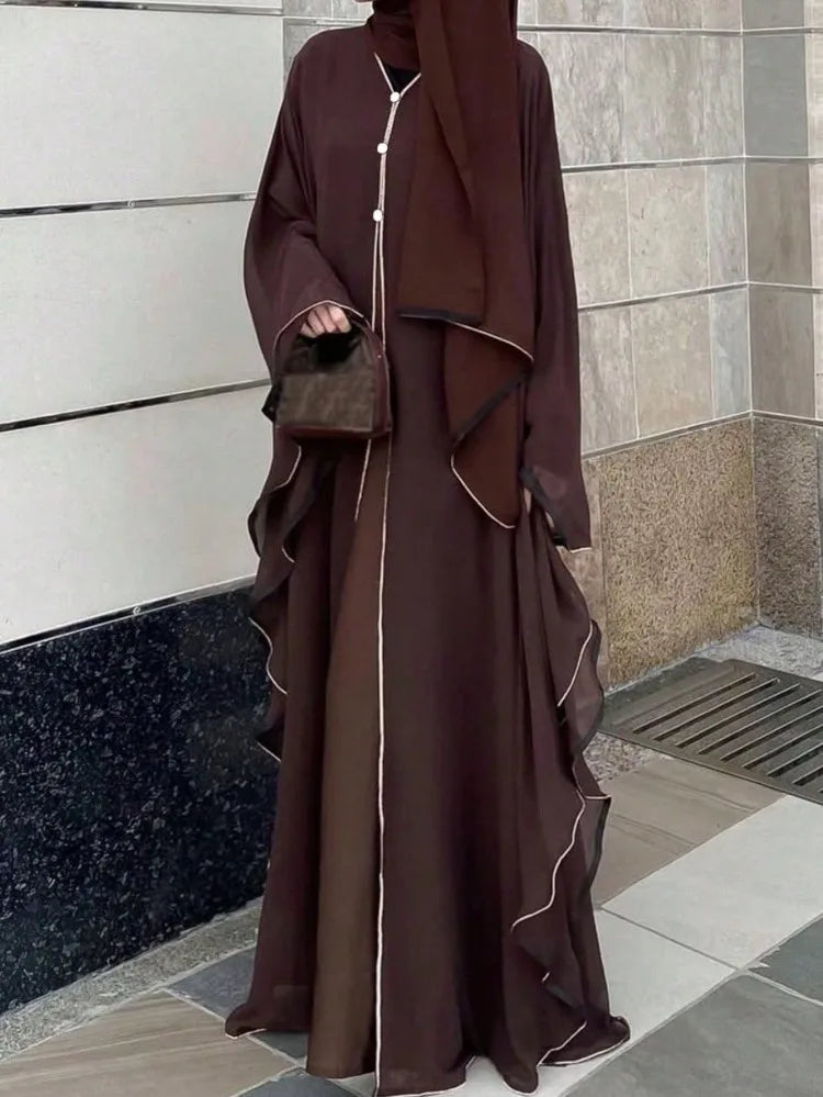Middle-East Ethnic Clothing Full Sleeve Loose Abaya Muslim Women Abayas Casual Solid Kaftans Jilbabs Islamic Maxi Dresses