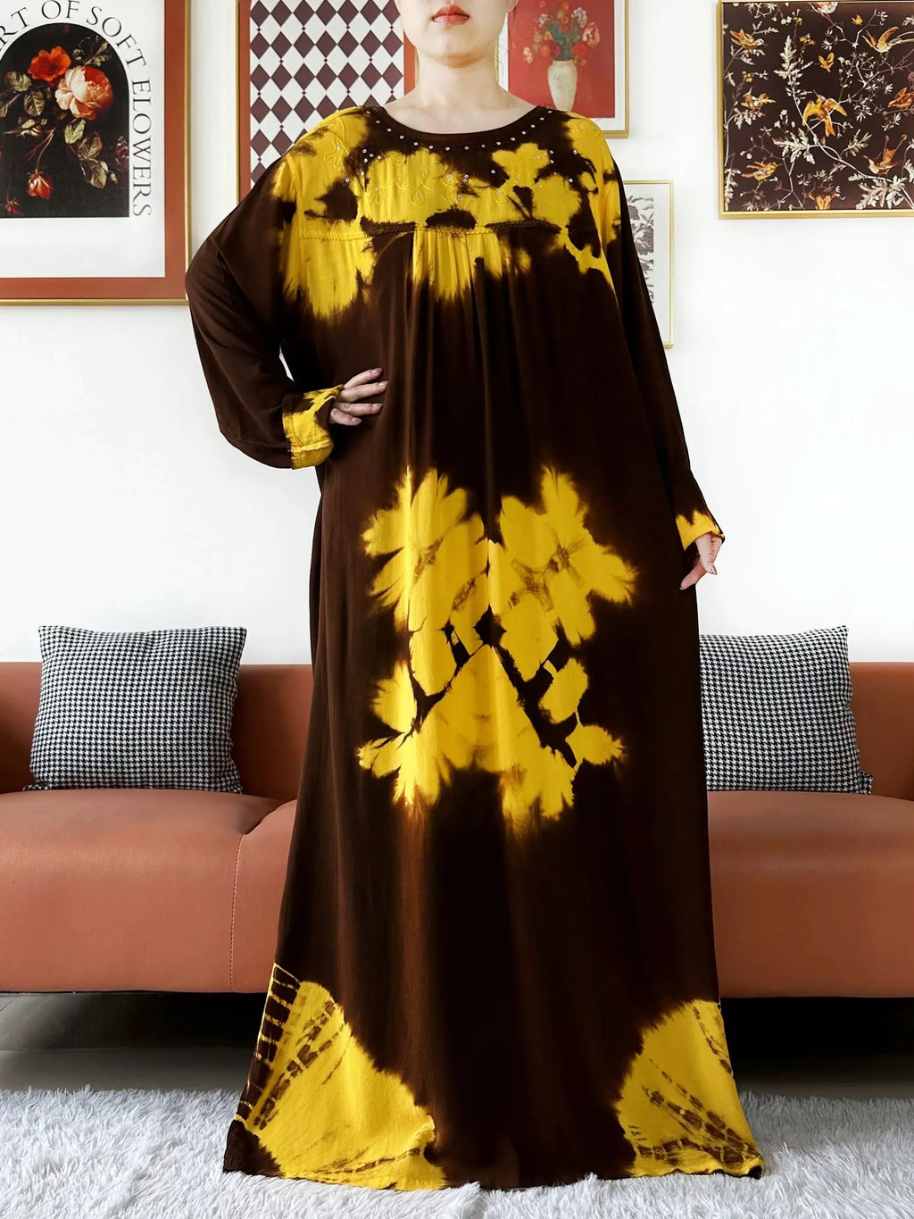 Latest Party Dress Tie-dry Printed Cotton Women Boho Maxi Dress Casual Holiday Fashion Party Dresses Indie Folk African Vestidos