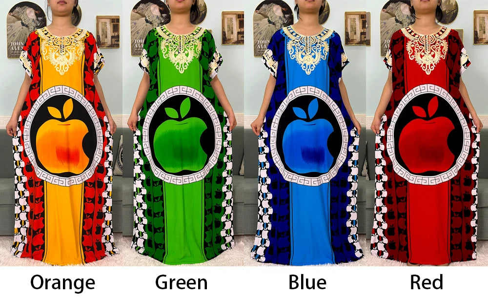 2024 Muslim Cotton Abayas For Women Appliques Printed Caftan Marocaine Femme Robe Boubou African Islam Dresses With Headscarf