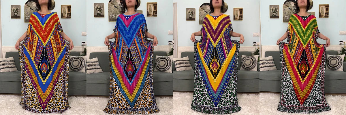 Abayas For Women 2025 Printed Cotton Soft Loose Fit Femme Robe African Islam Nigeria Dresses With 160x80 Tassels Shawl Sacrf