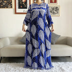 New Style African Dashiki Print Long Sleeve Loose Cotton Elegant Women  Abaya Long Dress Summer Maxi Casual Dresses Vestidos
