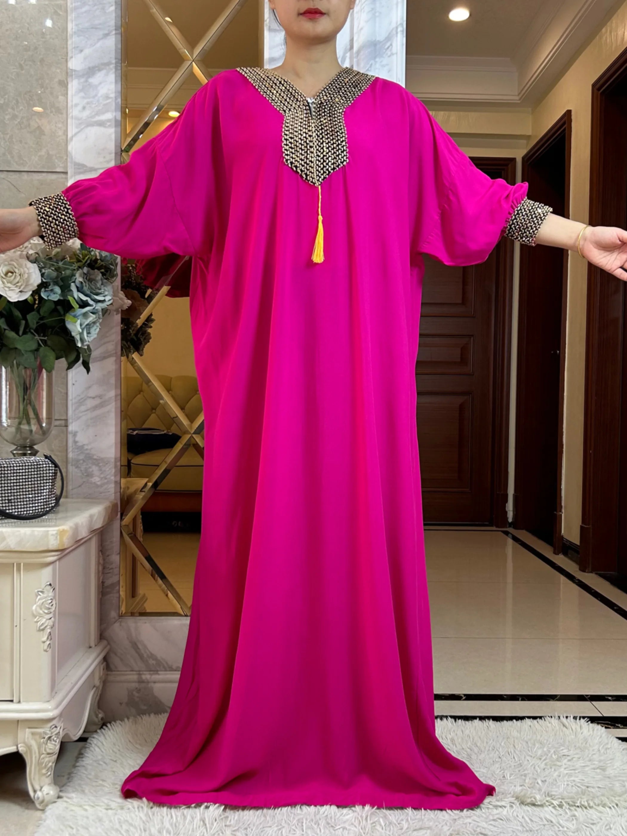 2025New Muslim Women Long Sleeve Autumn  Dress Cotton With Big Scarf Boubou Maxi Islam Women Dress African Abaya
