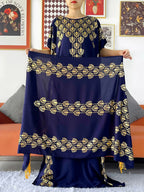 2024 Party Abaya Dress With Big Scarf Dubai Turkey Kaftan Muslim Loose  Abaya Women African Casual Maxi  Gold Stamping  Robe