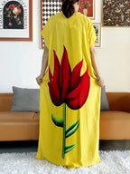 New Style African Summer Short Sleeve Dashiki Dresses Flora Loose Boubou Maxi Islam Women Casual Dress African Abaya Clothes