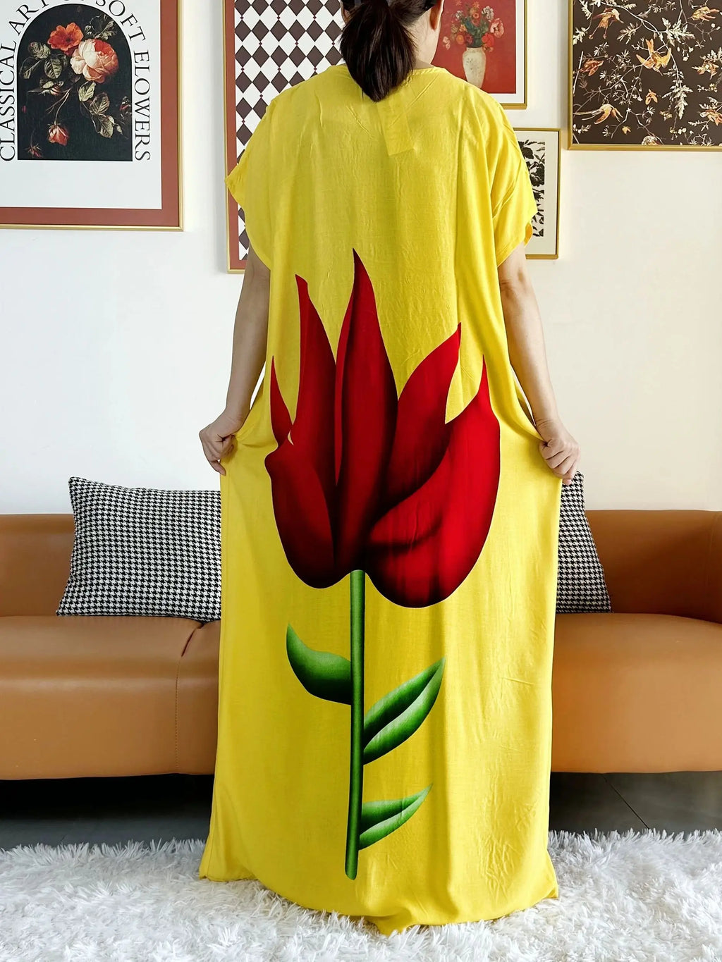 New Style African Summer Short Sleeve Dashiki Dresses Flora Loose Boubou Maxi Islam Women Casual Dress African Abaya Clothes