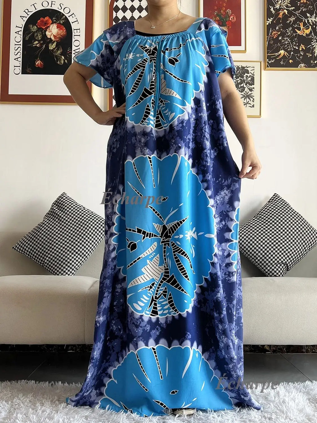 High Grade Design Dubai Women Abaya Long Sleeve Autumn  Dress Cotton With Big Scarf Boubou Maxi Islam Women Dress African Abaya