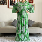 New Style African Dashiki Print Long Sleeve Loose Cotton Elegant Women  Abaya Long Dress Summer Maxi Casual Dresses Vestidos