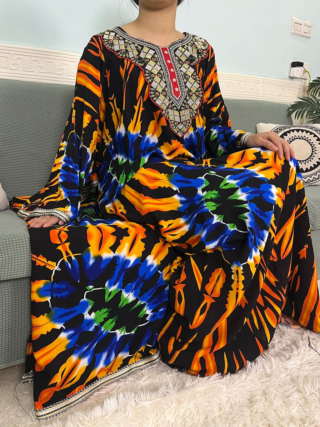 Mslim Abayas For Women Cotton Embroidery Printed Long Sleeves Loose Femme Robe African Boubou Dresses With 150x165cm Shawl Scarf