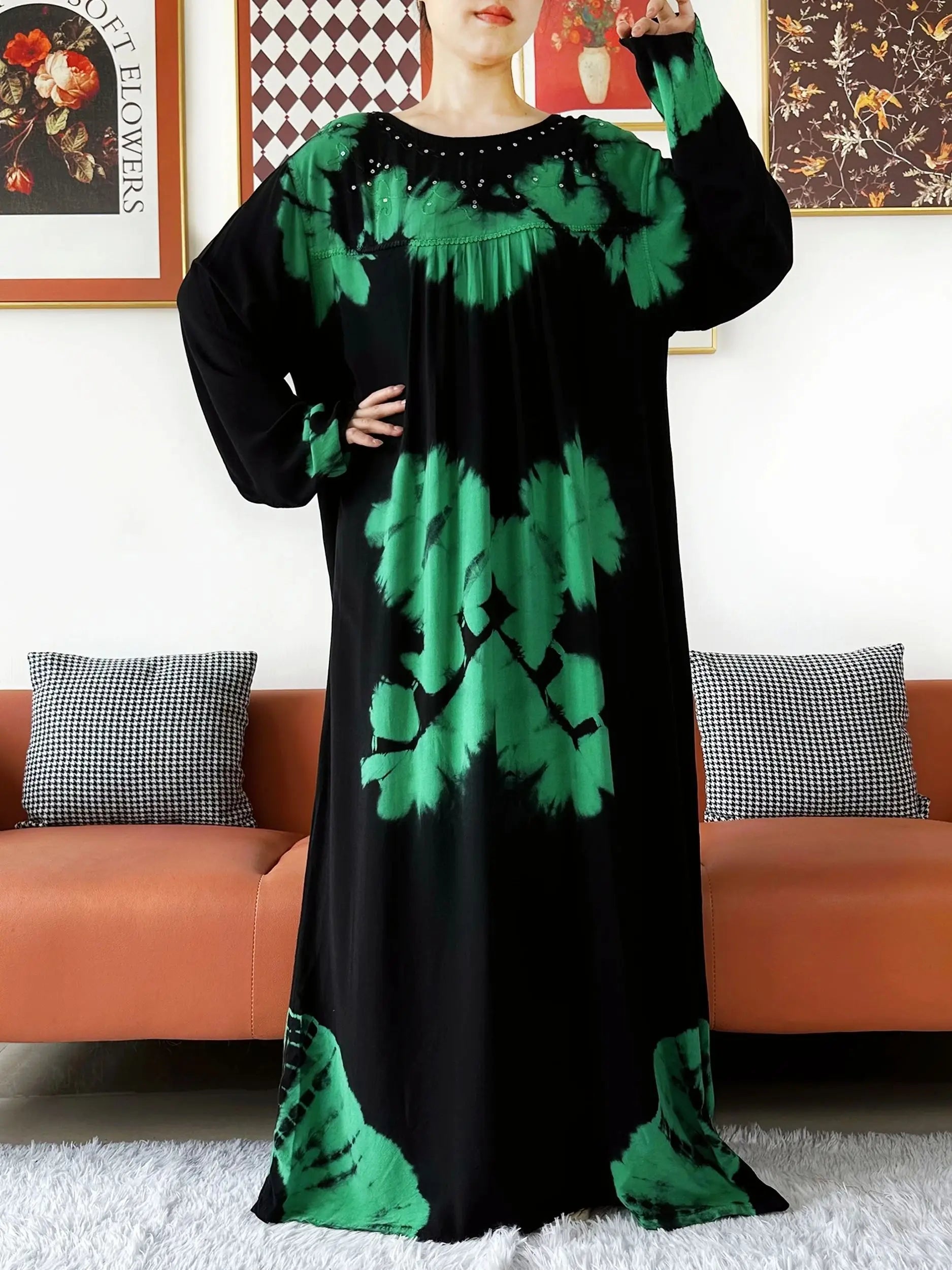 Latest Party Dress Tie-dry Printed Cotton Women Boho Maxi Dress Casual Holiday Fashion Party Dresses Indie Folk African Vestidos