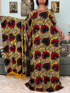 Abayas For Women 2025 Printed Cotton Soft Loose Fit Femme Robe African Islam Nigeria Dresses With 160x80 Tassels Shawl Sacrf