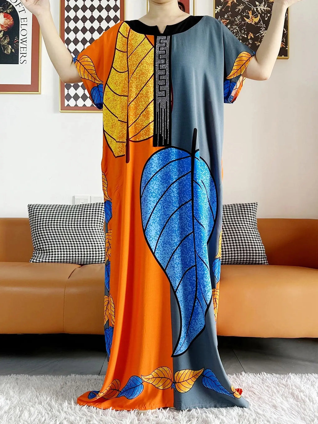 High Grade Design Dubai Women Abaya Long Sleeve Autumn  Dress Cotton With Big Scarf Boubou Maxi Islam Women Dress African Abaya