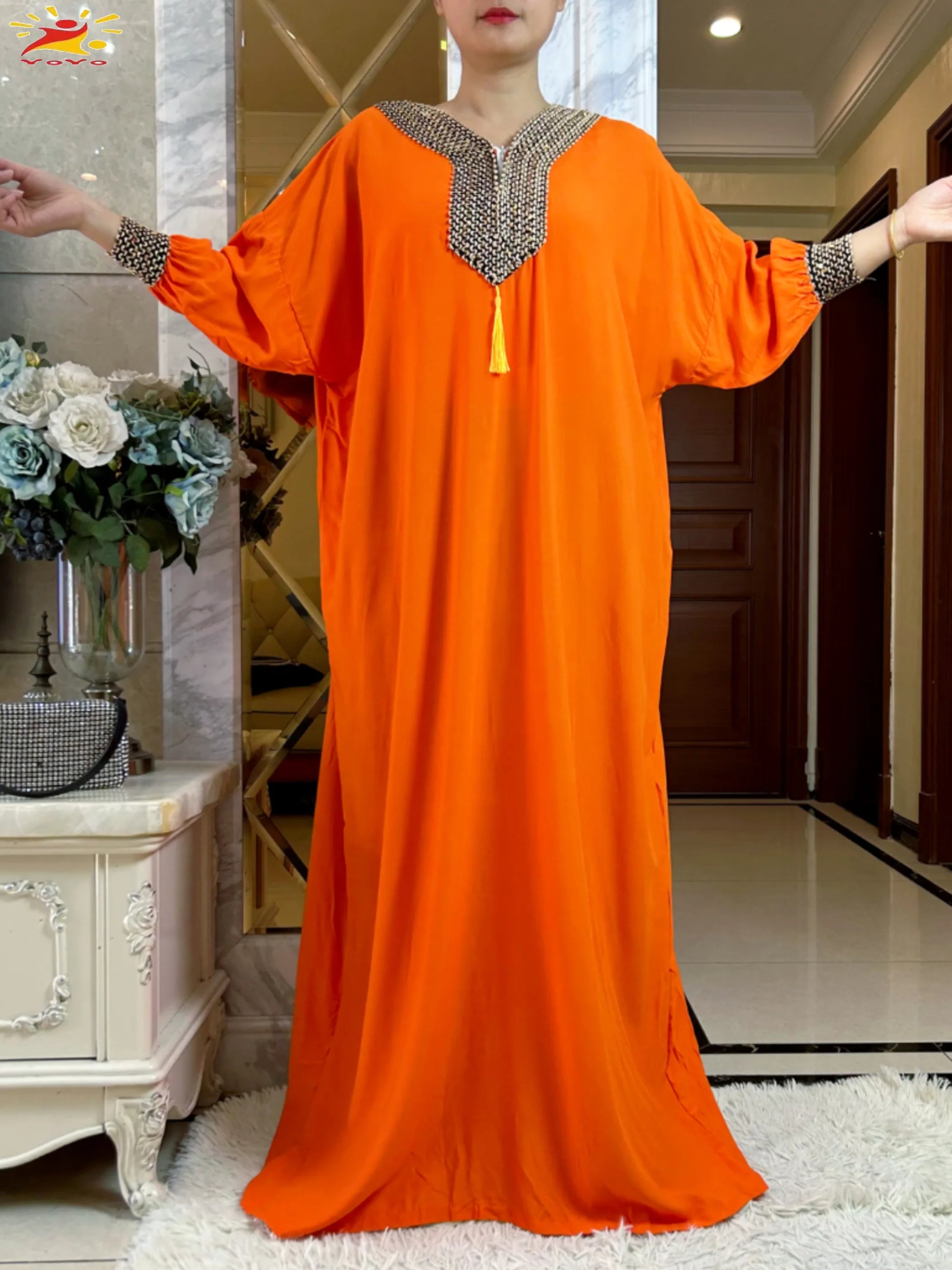 2025New Muslim Women Long Sleeve Autumn  Dress Cotton With Big Scarf Boubou Maxi Islam Women Dress African Abaya