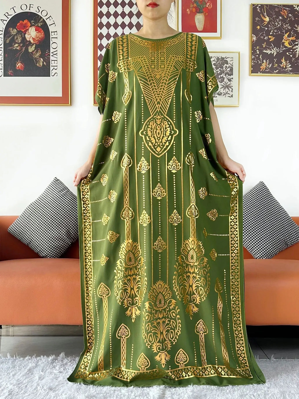 2024 Party Abaya Dress With Big Scarf Dubai Turkey Kaftan Muslim Loose  Abaya Women African Casual Maxi  Gold Stamping  Robe