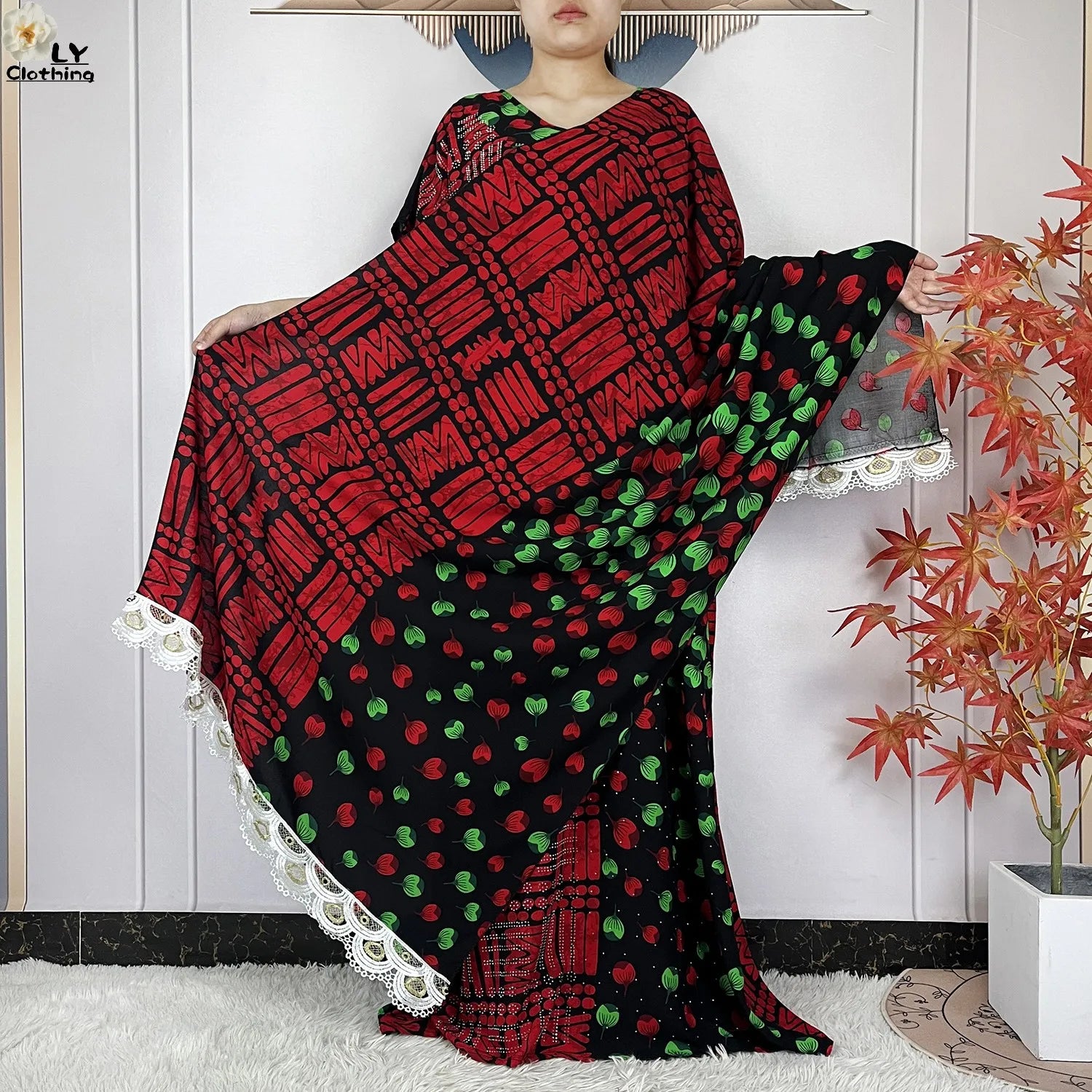 Summer Dubai Fashion Lady Clothing Soft Cotton Tie-dyed Loose Maxi Islam Women Short Sleeve African Abaya Dress With Big Scarf