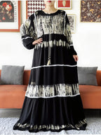 High Grade Design Dubai Women Abaya Long Sleeve Autumn  Dress Cotton With Big Scarf Boubou Maxi Islam Women Dress African Abaya