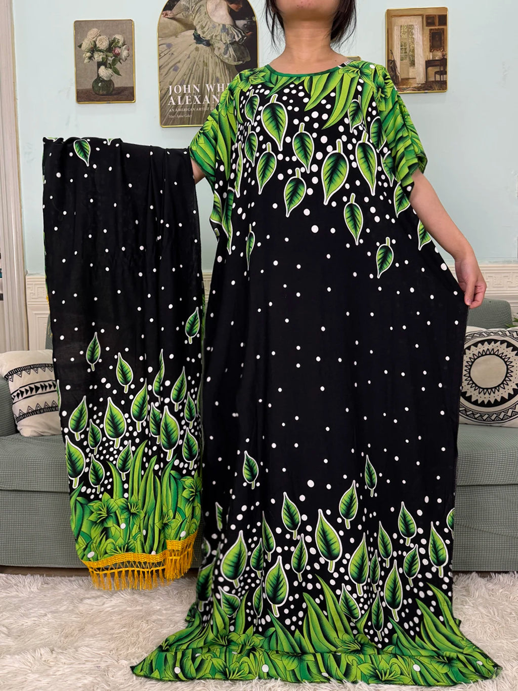 Abayas For Women 2025 Printed Cotton Soft Loose Fit Femme Robe African Islam Nigeria Dresses With 160x80 Tassels Shawl Sacrf