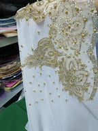 Muslim Chiffon Hijabs Scarf Turban Gold Glitters Beads Hijab for Woman Ramadan Foulard Musulmane Pour Femme Long Headscarf