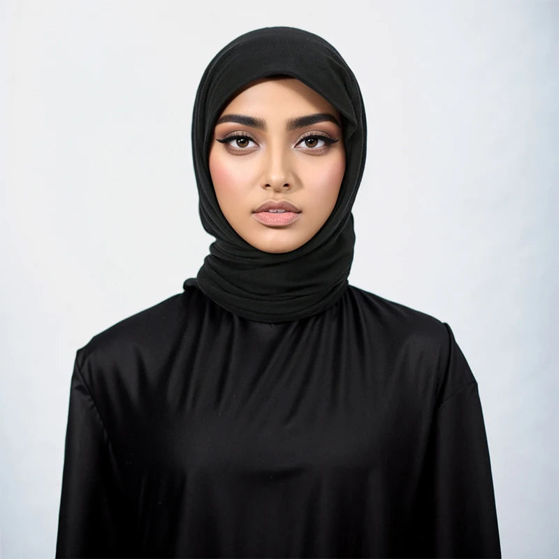 Solid Color Cotton Triangle Scarf Muslim Hijab Shawls Woman Soft Wraps Lady Fashion Causal Turban Islamic Jersey Headband