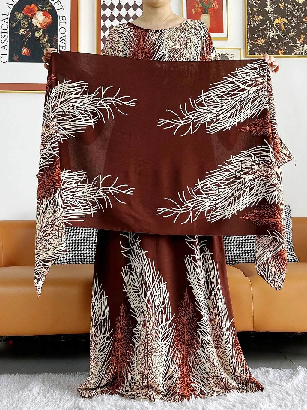 New Style African Dashiki Print Long Sleeve Loose Cotton Elegant Women  Abaya Long Dress Summer Maxi Casual Dresses Vestidos